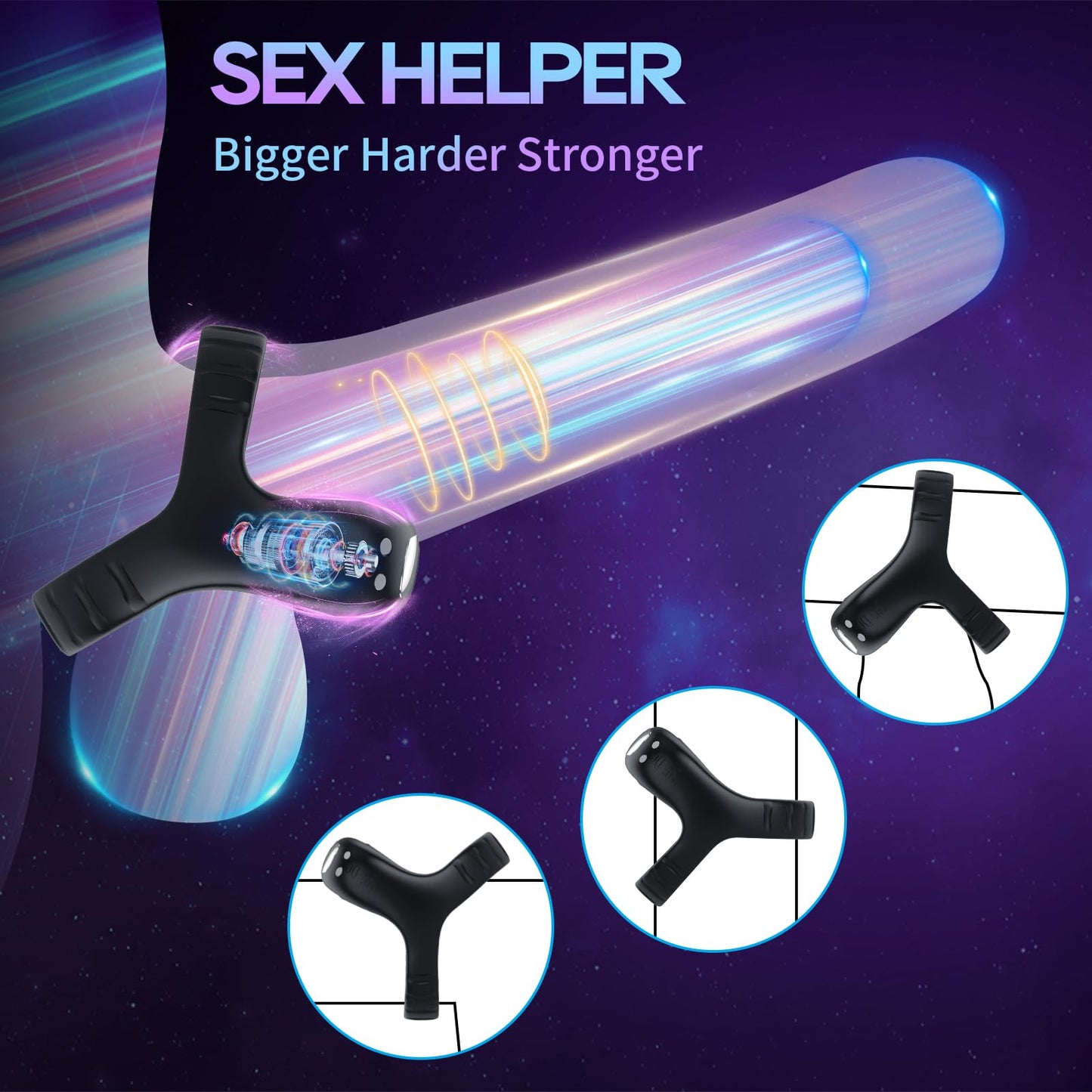 Sexeeg Vibrating Cock Ring with APP, Triangular Penis Ring with 10 Vibration Modes 