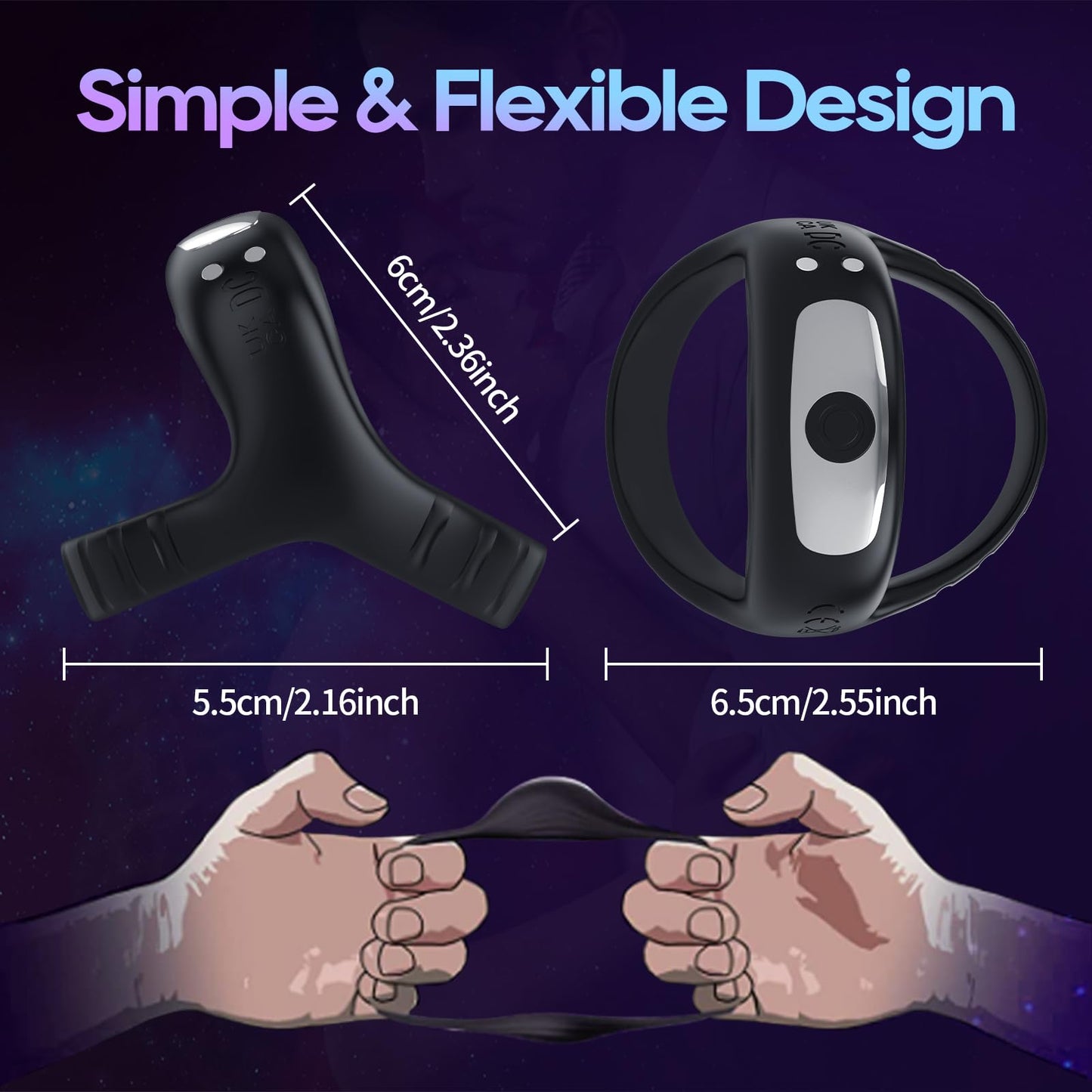 Sexeeg Vibrating Cock Ring with APP, Triangular Penis Ring with 10 Vibration Modes 