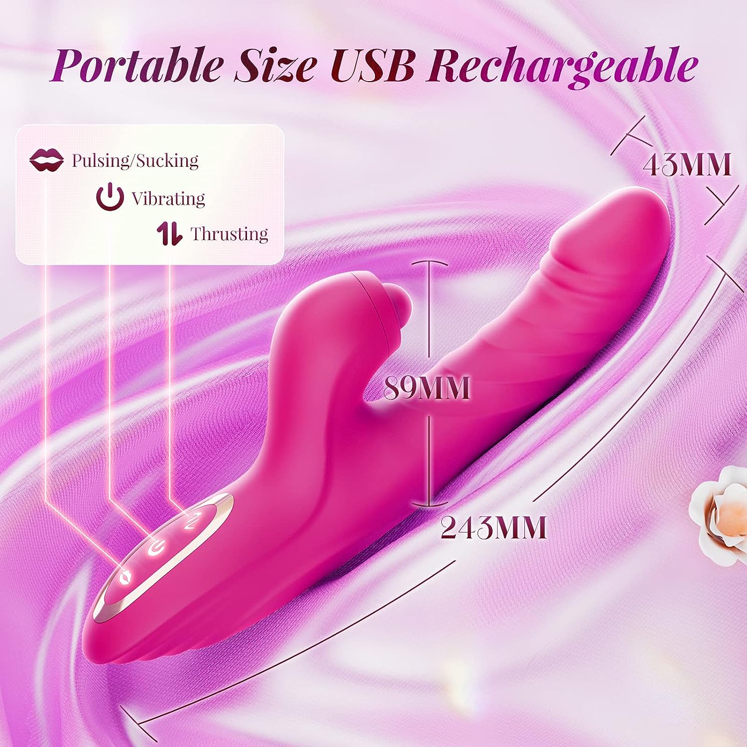 Sexeeg Thrusting Dildo Rabbit Vibrator for Women, Sex Toys Thrusting Vibrator Clitoris Stimulator with 10 Vibrations, 7 Thrusting Modes with Licking, G-spot Vibrators, Sex Toy for Women Couples Pleasure 