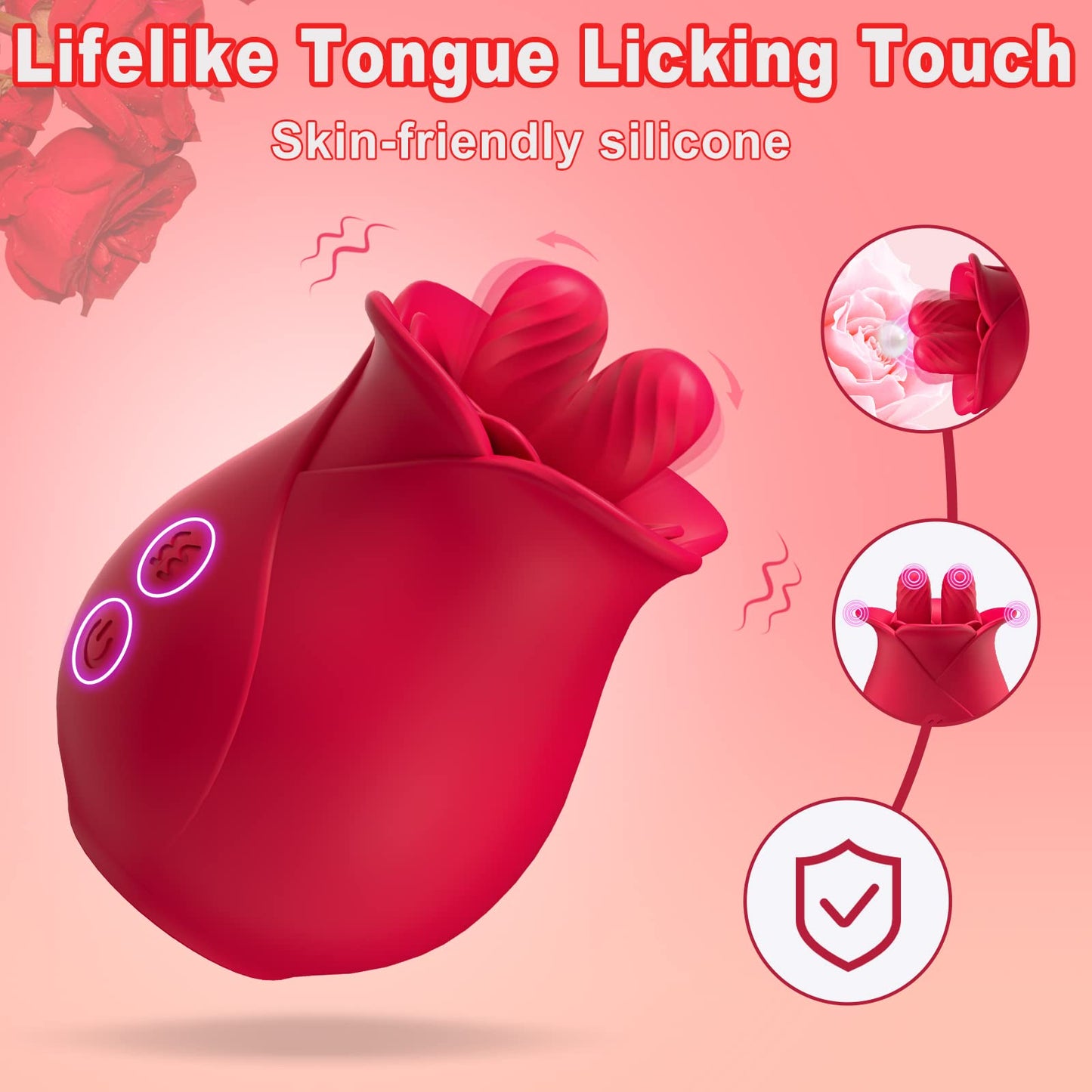 Sexeeg Rose Romeo - Double Tongue Lick Shaker clitoral nipple orgasmic sex toy 