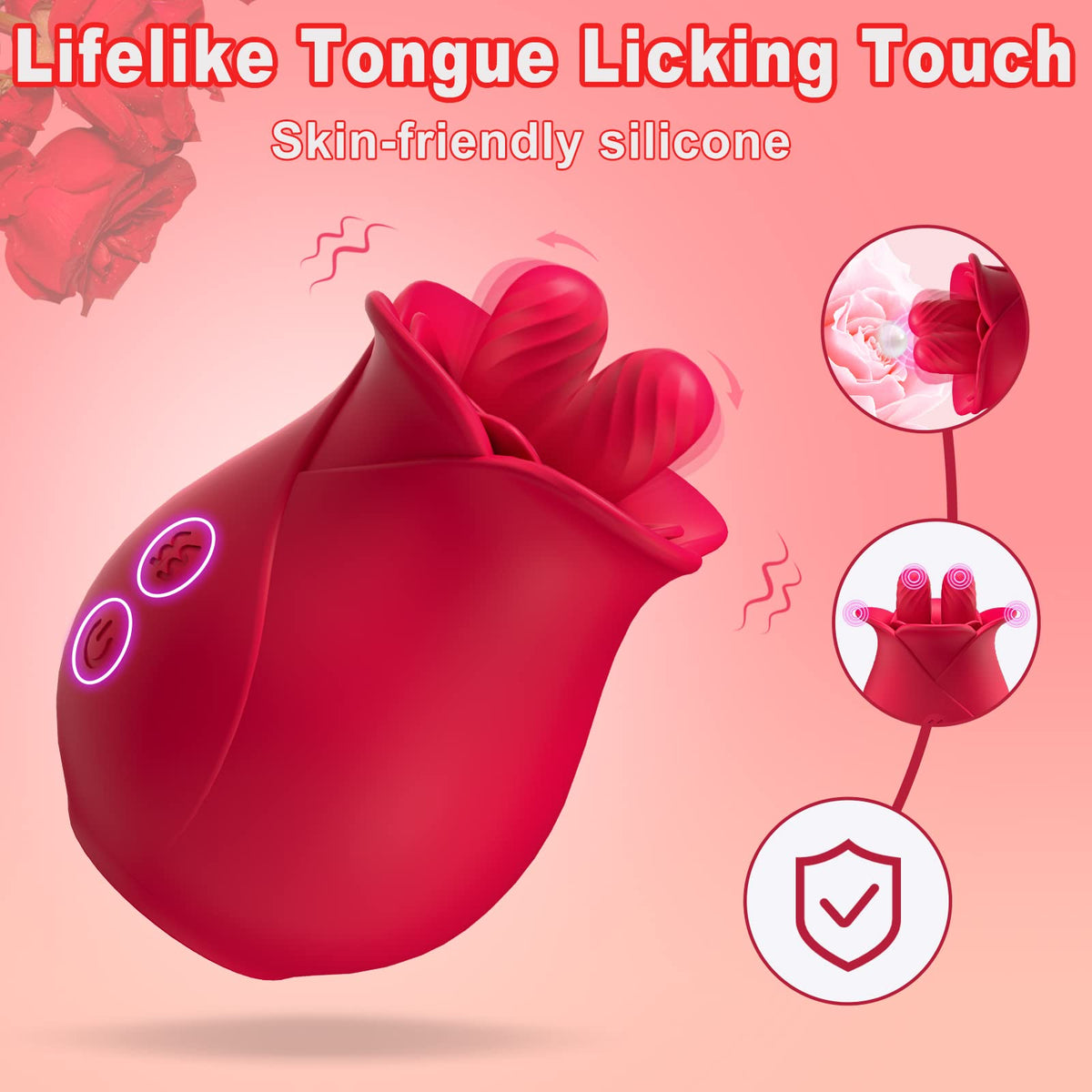 Sexeeg Rose Romeo - Double Tongue Lick Shaker clitoral nipple orgasmic sex toy 
