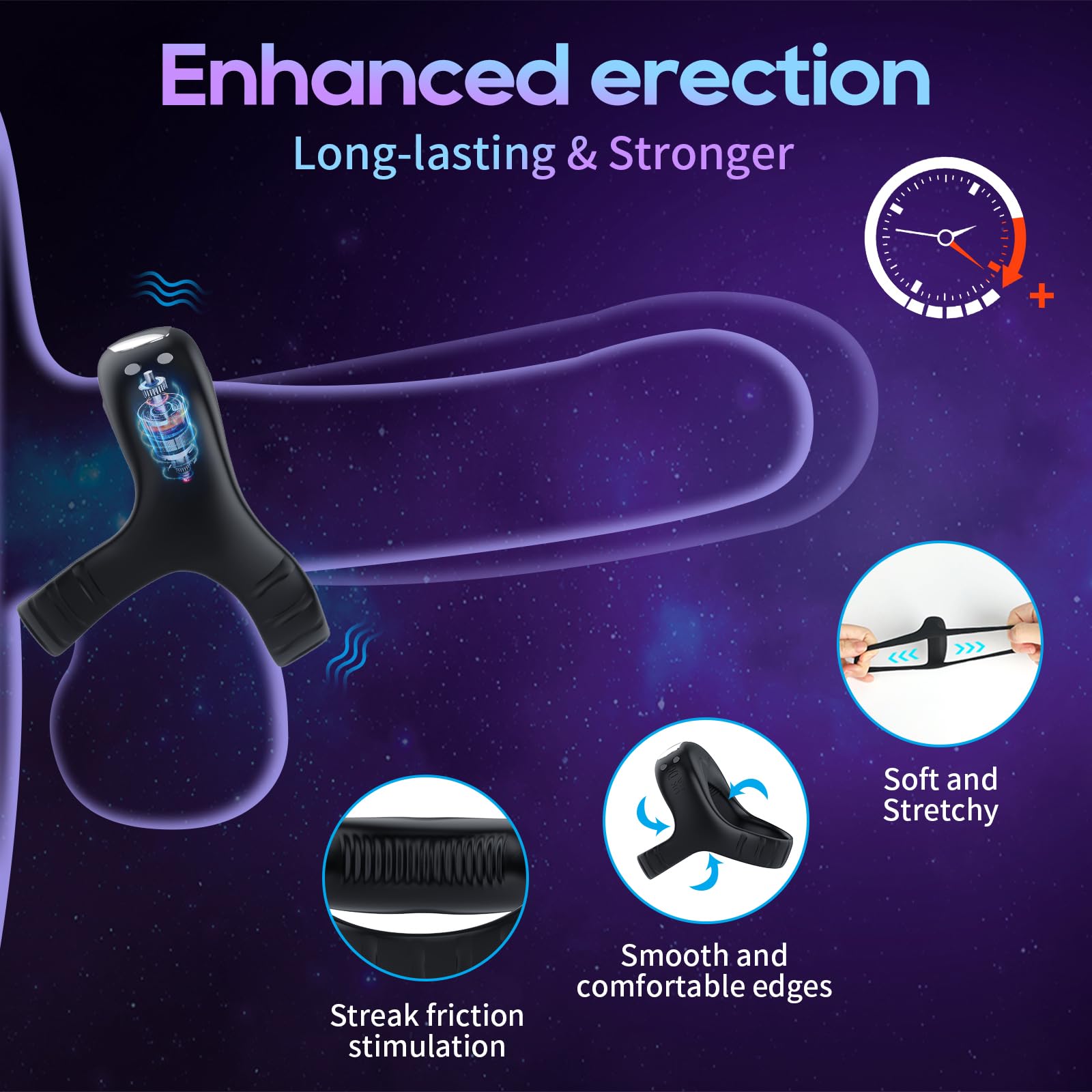 Sexeeg Vibrating Cock Ring with APP, Triangular Penis Ring with 10 Vibration Modes 