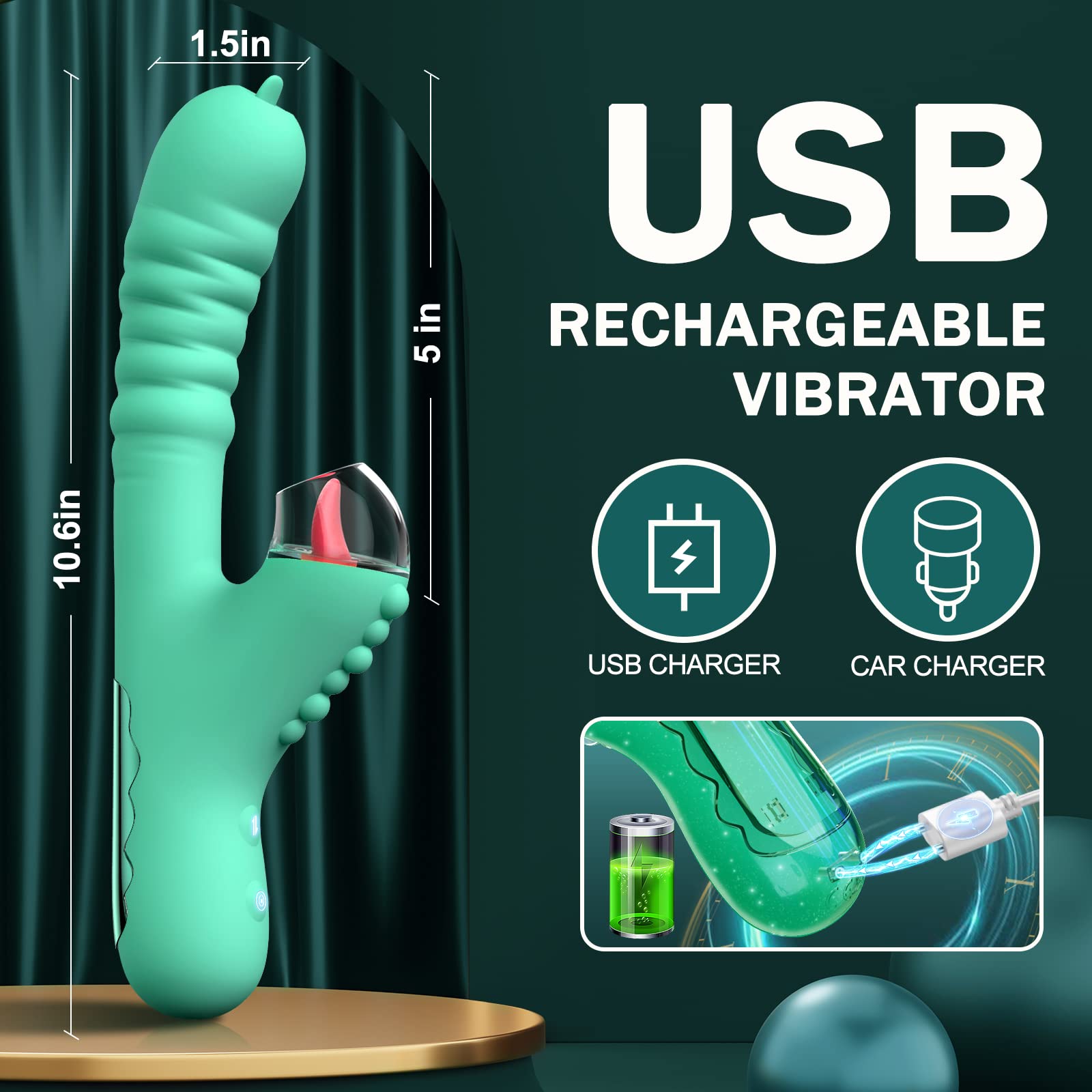 Sexeeg Small Dinosaur Vibrator - Multi-frequency Telescopic Tongue Sucking Clit Stimulation Vibrator 