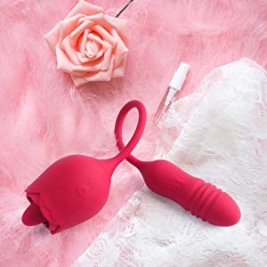 Sexeeg Rose Female Tongue Licking Egg Jumping Telescopic Masturbation Device Double-headed Vibrating Sex Toy