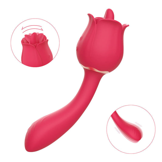 Sexeeg Rose Vibrator With Handle G-Spot Vibrators Tongue Vibrators