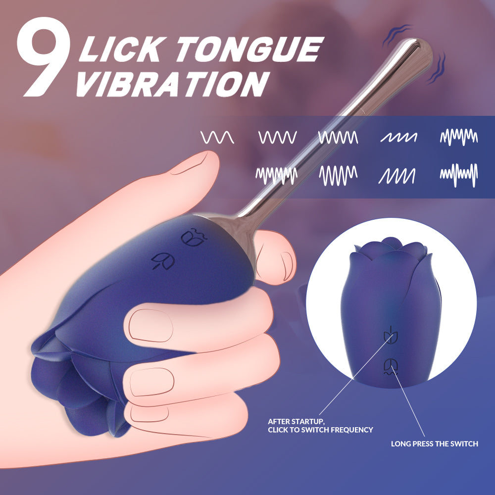 Silicone Rose Vibrator With Tongue Lickingfor Women 