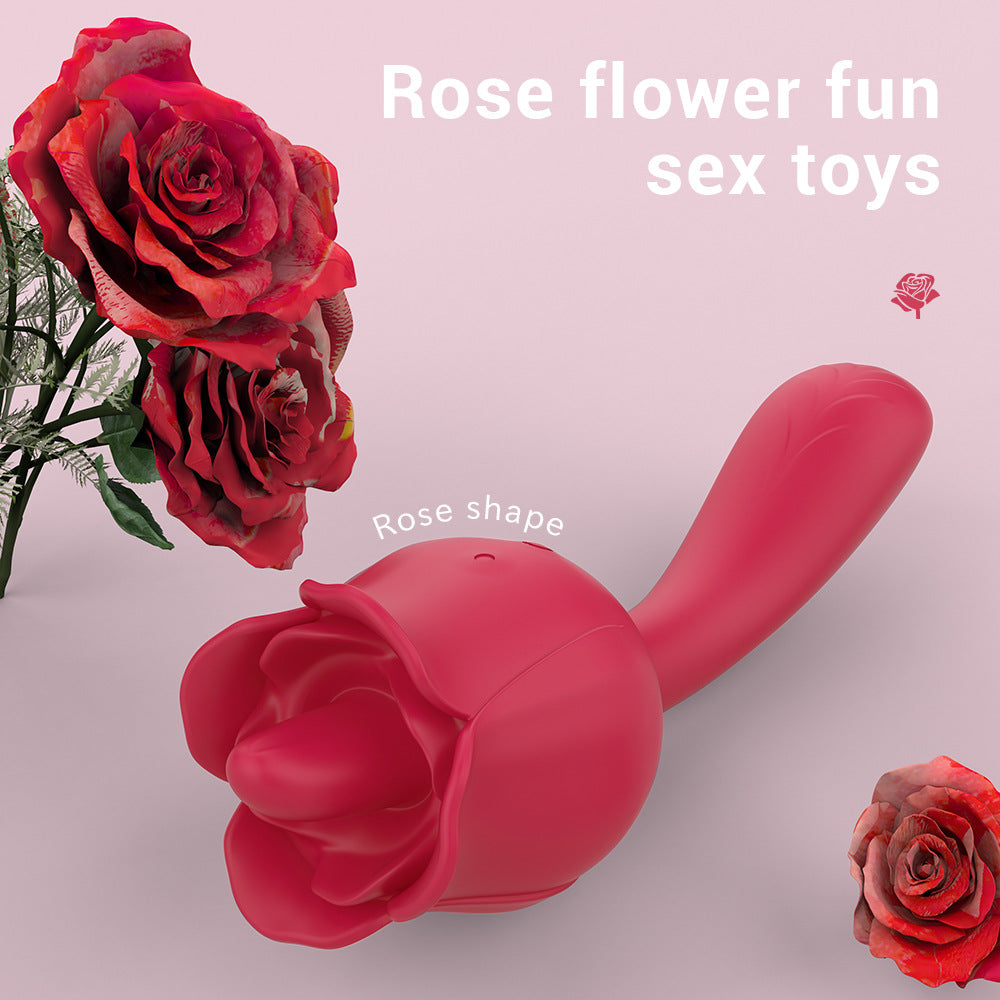 Sexeeg Rose Vibrator With Handle G-Spot Vibrators Tongue Vibrators