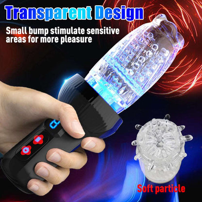 Sexeeg 4.0 Version Torch 9 *9 Thrusting Rotating Penis Stroker Male Rose Toy