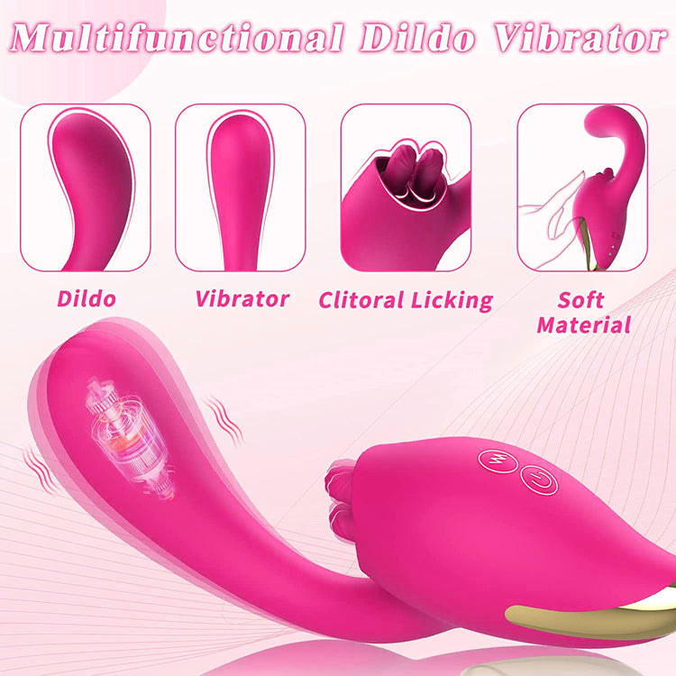 Sexeeg Merlot 2-in-1 Tongue-licking Dildo Vibrator 