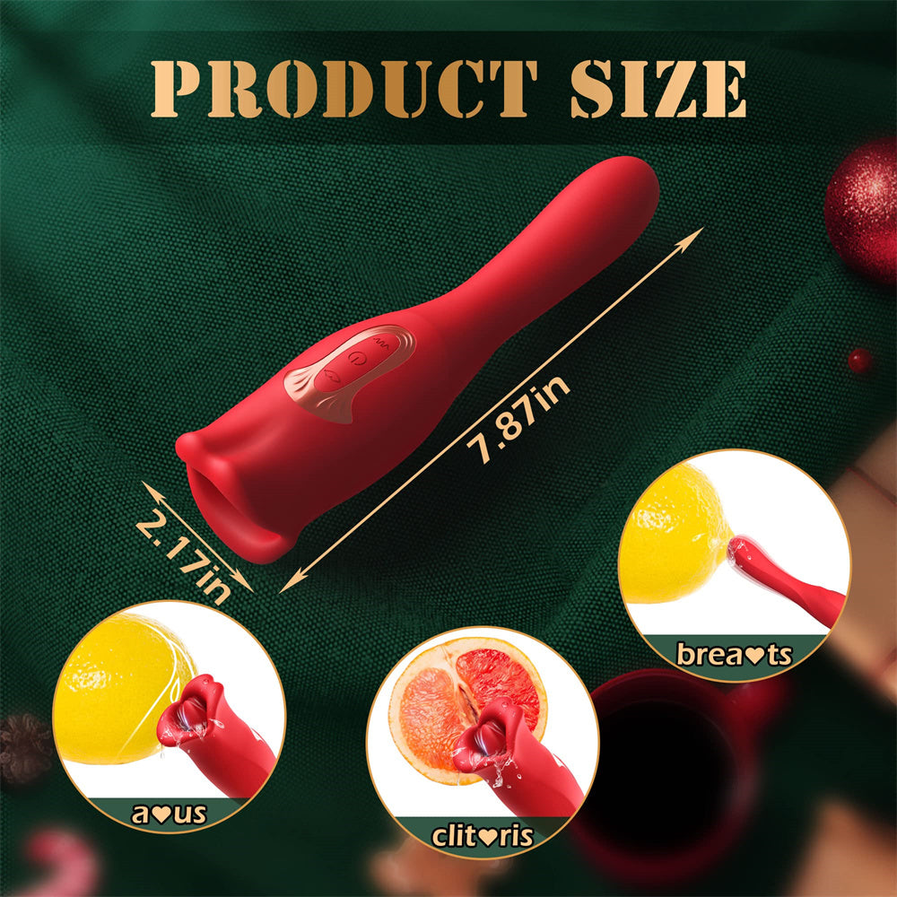 Sexeeg Rose Muncher Vibrator With Stick 10 Vibration Modes And 10 French Kissing Modes