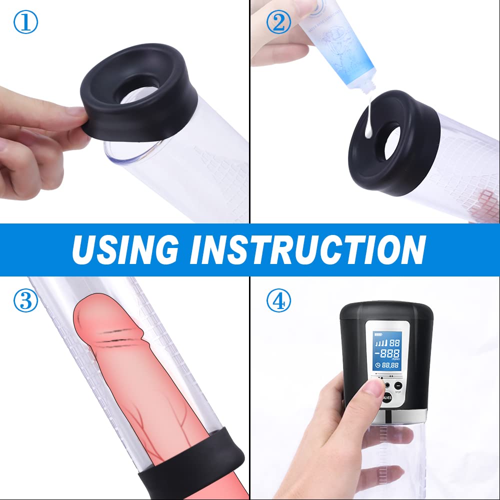 Sexeeg Electric Penis Vacuum Pump with 4 Suction Intensities Rechargeable 