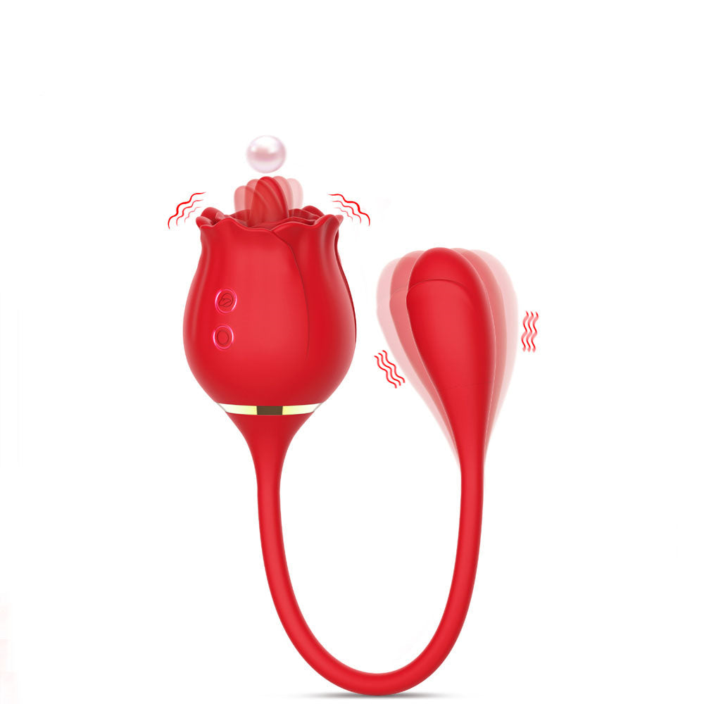 Sexeeg 2 In 1 Rose Clitoris Vibrator Tongue Licking Thrusting Vibrator Nipple Stimulator