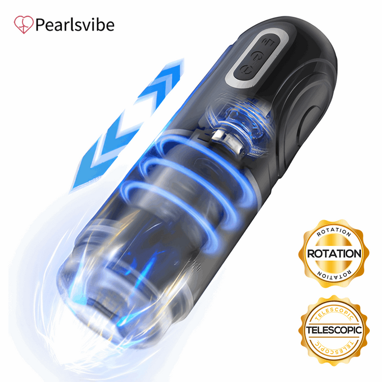 sexeeg  - PowerKing Ultra-Technical Hands-free 7 Telescopic Rotation Modes Male Masturbator Cup 