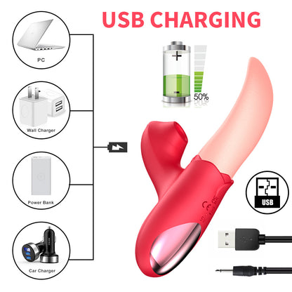 Sexeeg Rose Generation â…?Tongue Licking Vibrator Clit Sucking G Spot Stimulator Nipple Massager 