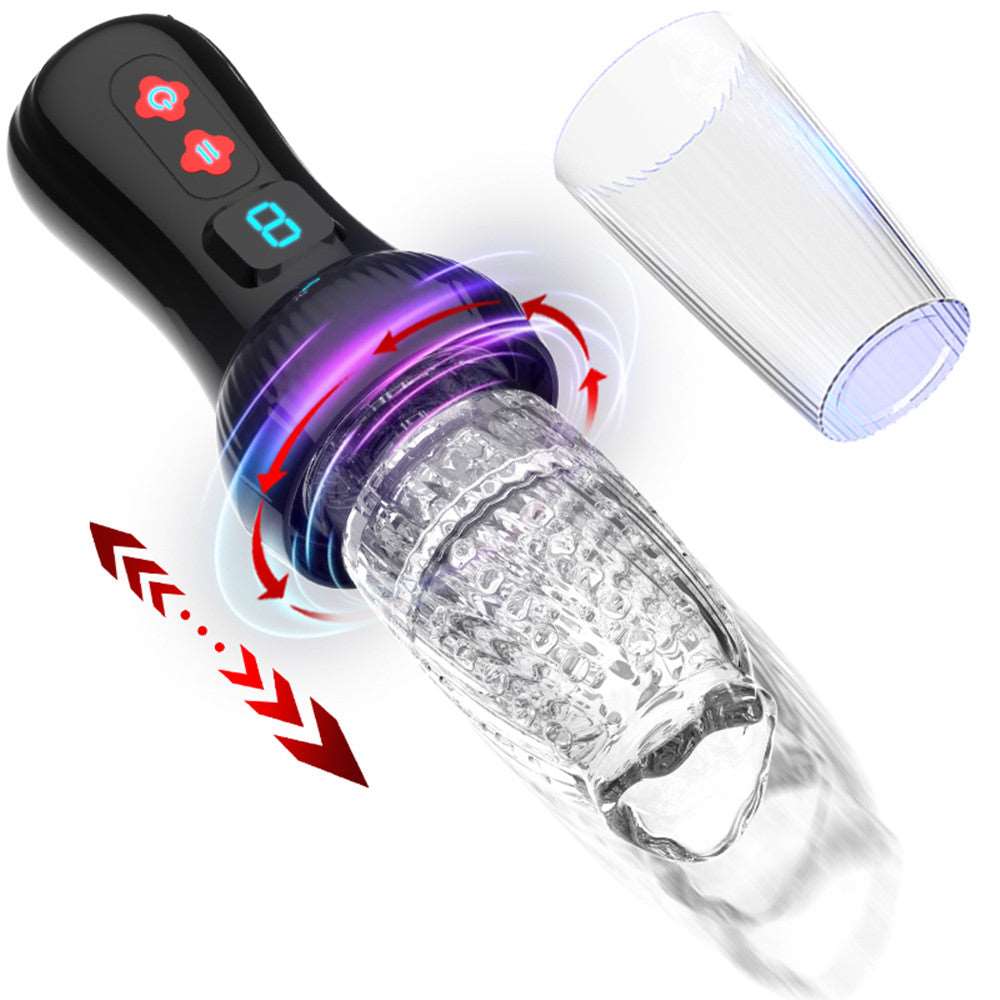 Sexeeg 4.0 Version Torch 9 *9 Thrusting Rotating Penis Stroker Male Rose Toy