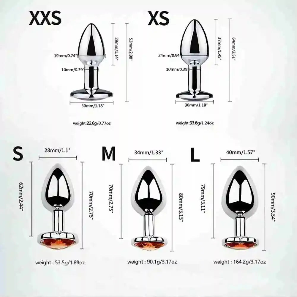 Anal Plug Heart Stainless Steel Crystal Removable Butt Plug Stimulator Anal Sex Toys