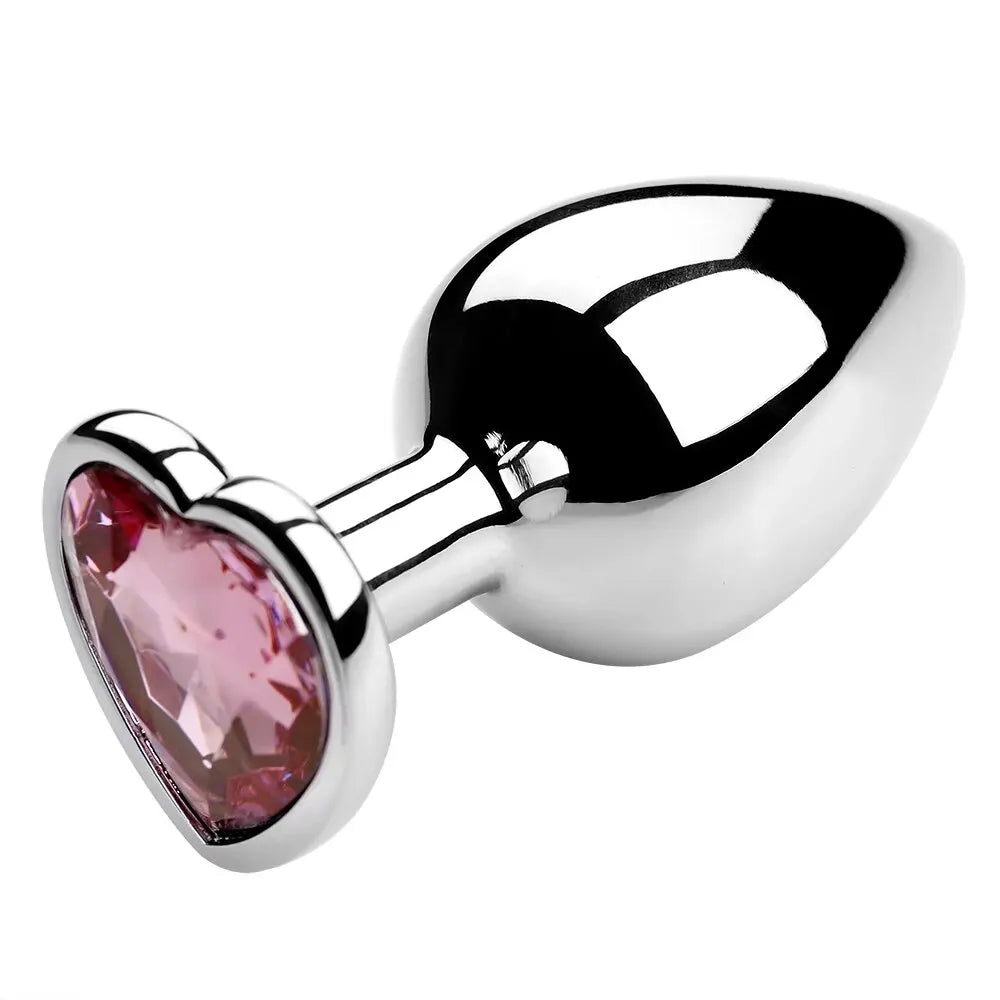 Anal Plug Heart Stainless Steel Crystal Removable Butt Plug Stimulator Anal Sex Toys