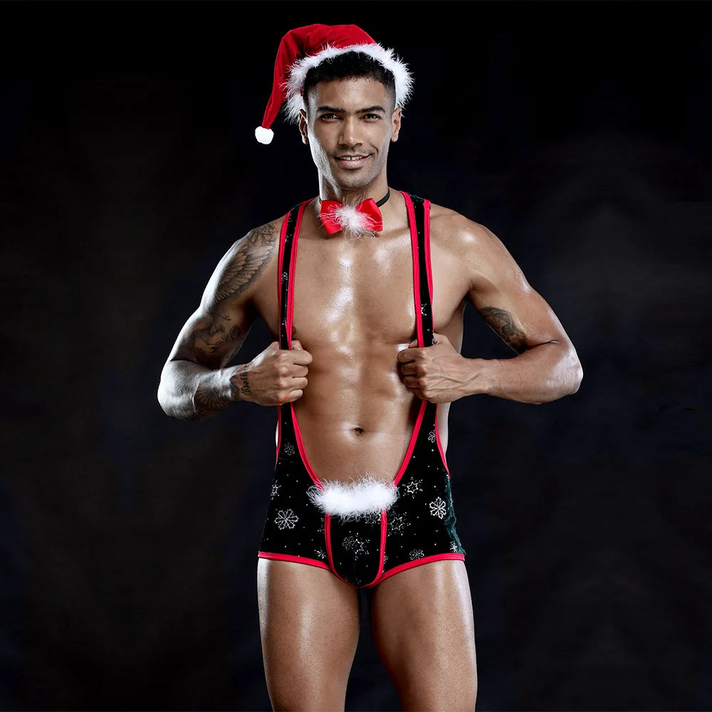 Sexeeg Christmas Men's Sexy Lingerie One-piece Christmas Costume For Male 