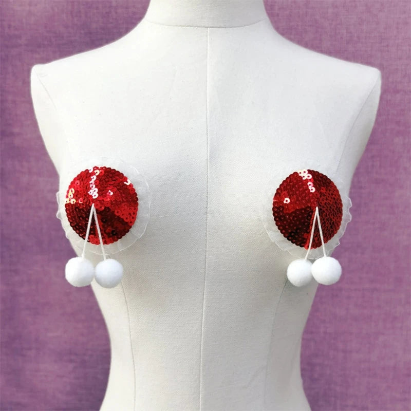 Sexeeg Christmas Small Sequins Sexy Female Nipple Stickers 