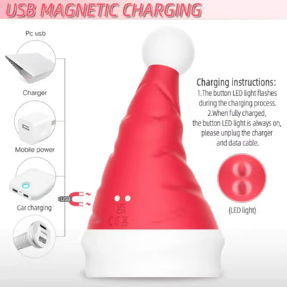 Sexeeg Santa Hat Vibrator 15 Speed Cunnilingus Masturbator Clit G-Spot Stimulator For Christmas 