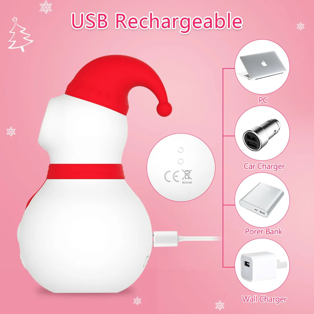 Sexeeg  Christmas Snowman Vacuum Powerful Sucking Vibrator 