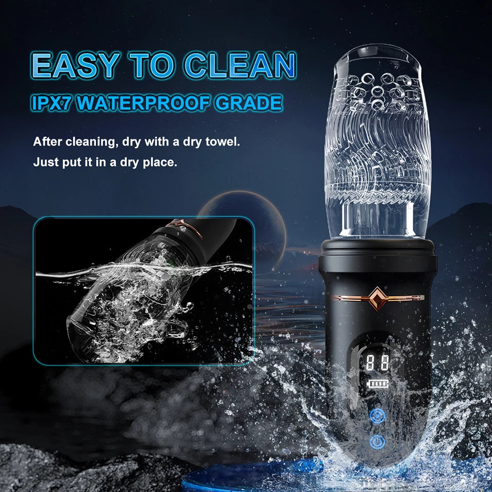Sexeeg Gawk Gawk 9000 LED Automatic Electric Piston Rotating Sucker Male Blowjob Masturbator 