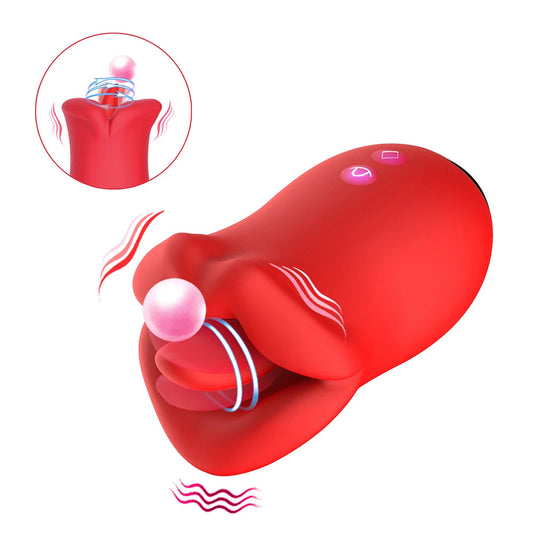 Sexeeg Female Clit Oral Licking Tongue Vibrator Rotating Nipples Stimulator 