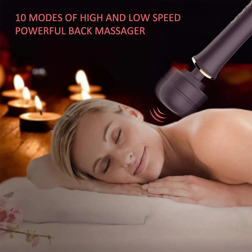 10 Frequency 5-speed Massage Stick Waterproof and Silent USB Charging Magic Wand Vibrators