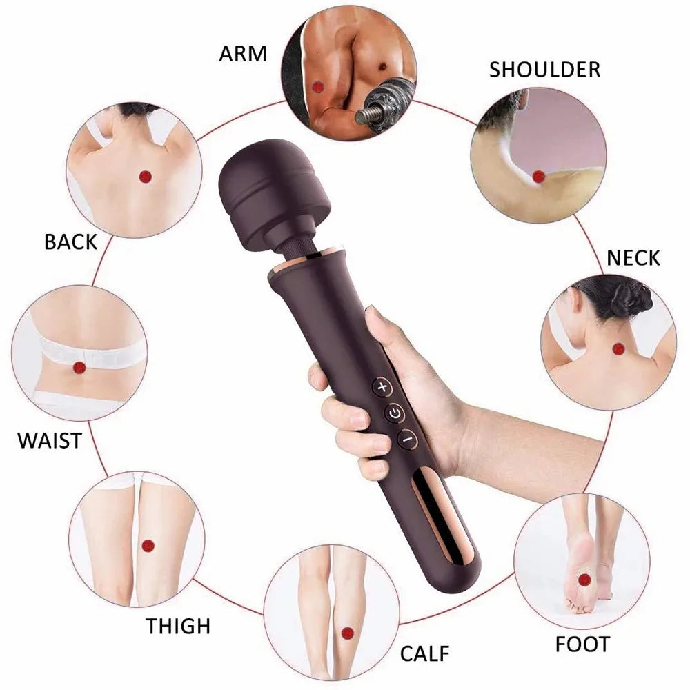 10 Frequency 5-speed Massage Stick Waterproof and Silent USB Charging Magic Wand Vibrators