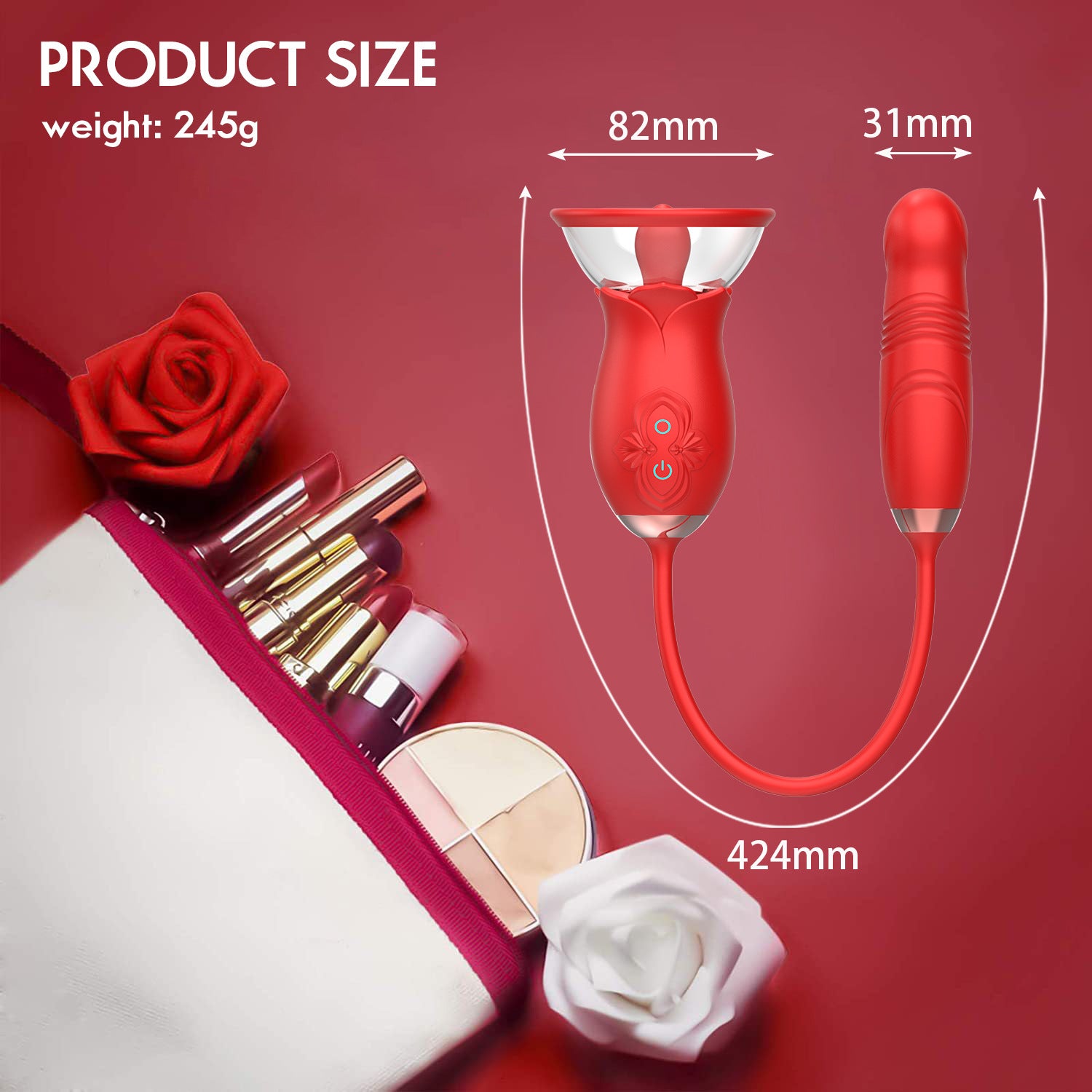 Sexeeg Rose Tongue Extender Clitoris Sucker Dildo Sex Toy For Women