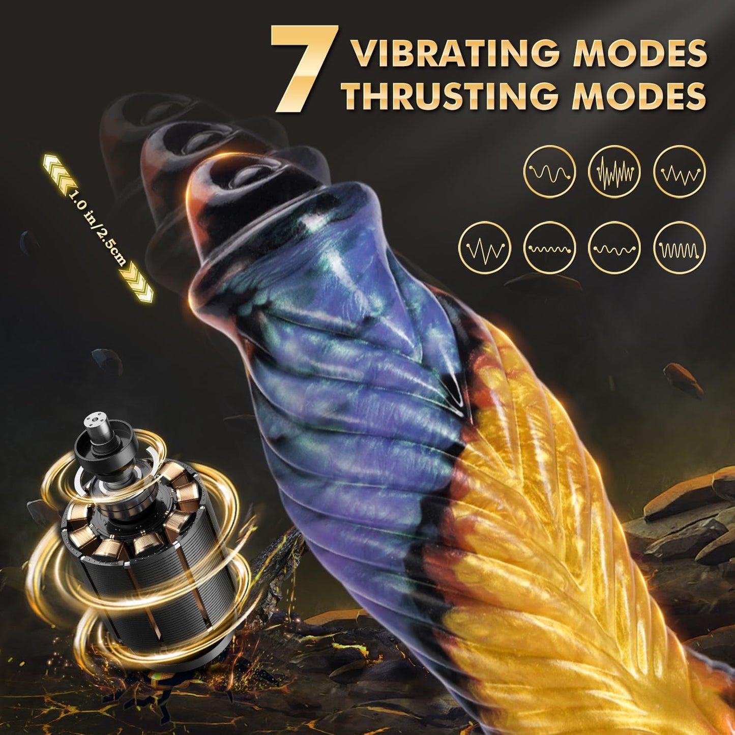 Sexeeg Phoenix Animal Texture 7 Thrusting Vibrating Big Sucker Monster Dildo 10.23 Inch