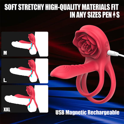 Sexeeg Rose Cock Ring Vibrator Clit Stimulator Couple Toy Upgraded Version