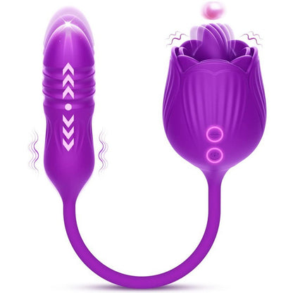 Sexeeg Rose Female Tongue Licking Egg Jumping Telescopic Masturbation Device Double-headed Vibrating Sex Toy