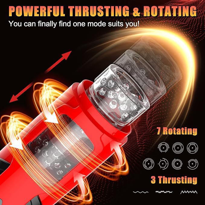 Sexeeg Airplane Cup Masturbator 7 Thrusting Modes 7 Rotation Hands-Free Masturbation Cups