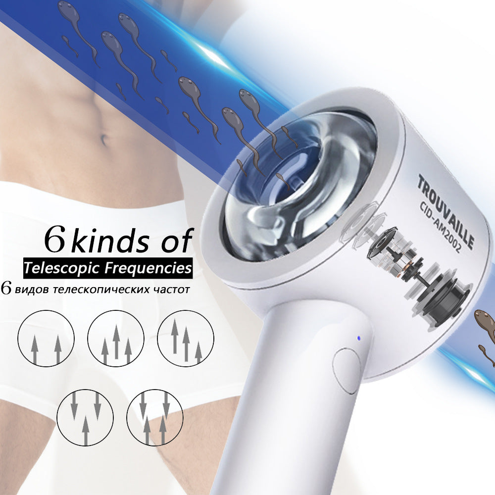 Sexeeg Intelligent 6 Frequency Telescopic Handheld Male Masturbator Hands-Free Masturbation Cups