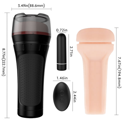 Sexeeg 2 IN1 Vibrating & Realistic Vagina Fleshlight Masturbator Hands-Free Masturbation Cups