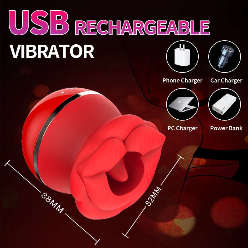 Sexeeg Rose Lip Suction Tongue Licking Massager Clitoral Stimulator