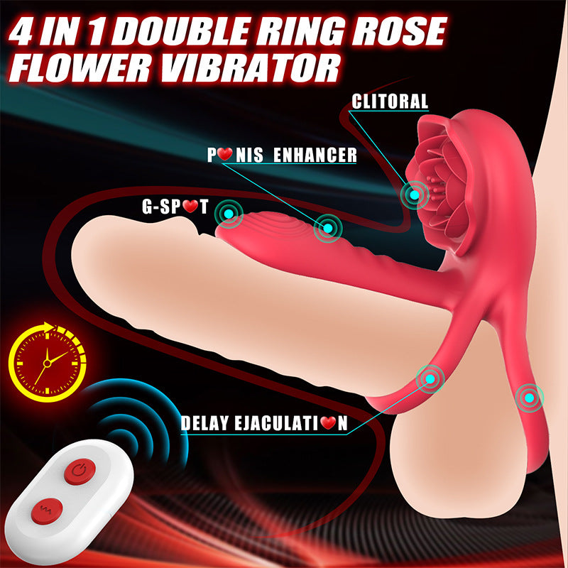 Sexeeg Rose Cock Ring Vibrator Clit Stimulator Couple Toy Upgraded Version