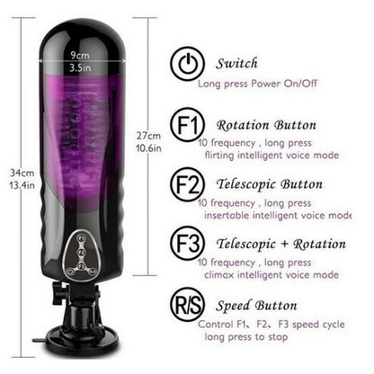 Sexeeg First Class Trainer Rotating and Thrusting Suction Cup Masturbator Masturbation Cup