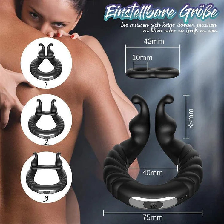 Sexeeg Vibrating Dual Penis Ring Dildo Stretchy Cock Ring 
