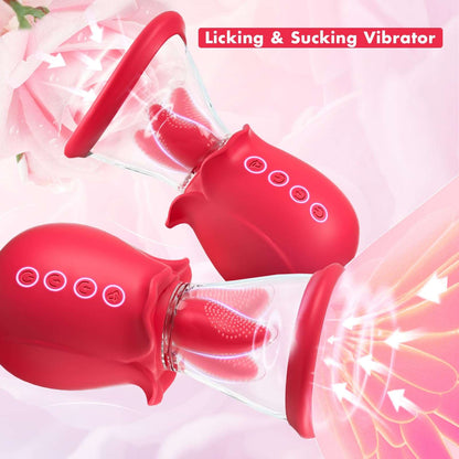 Sexeeg 3 in 1 Sucking &Licking Rose Vibrators