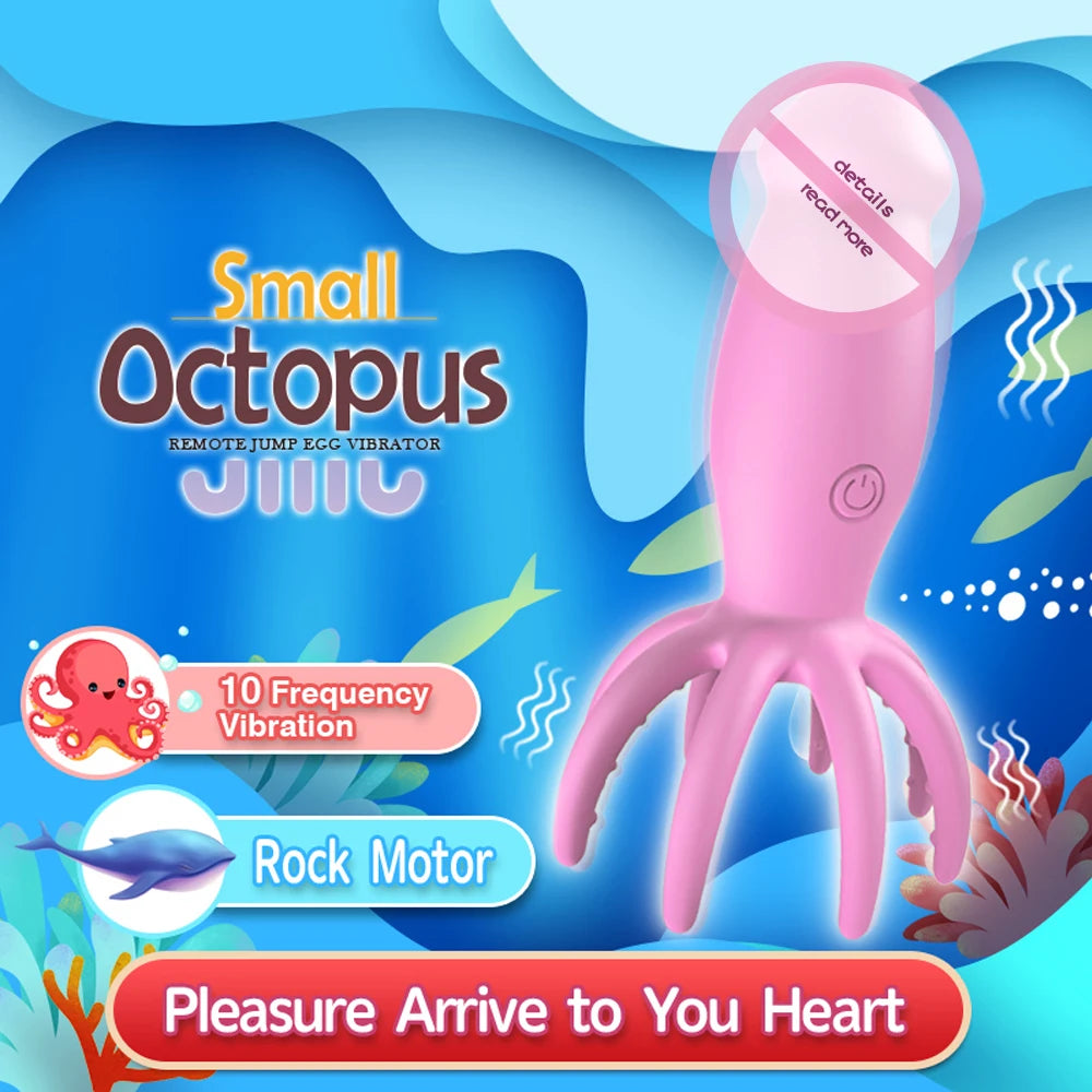 Remote Control Octopus Dildo Vibrator 10 Modes Vibrating Butt Plug Sucking Massager