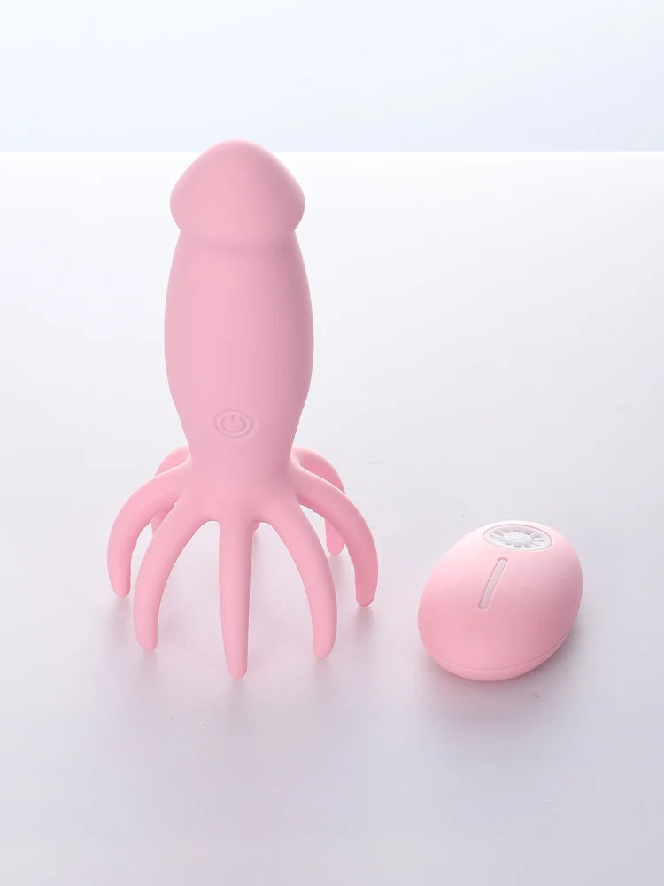 Remote Control Octopus Dildo Vibrator 10 Modes Vibrating Butt Plug Sucking Massager