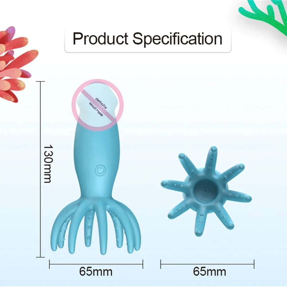 Remote Control Octopus Dildo Vibrator 10 Modes Vibrating Butt Plug Sucking Massager