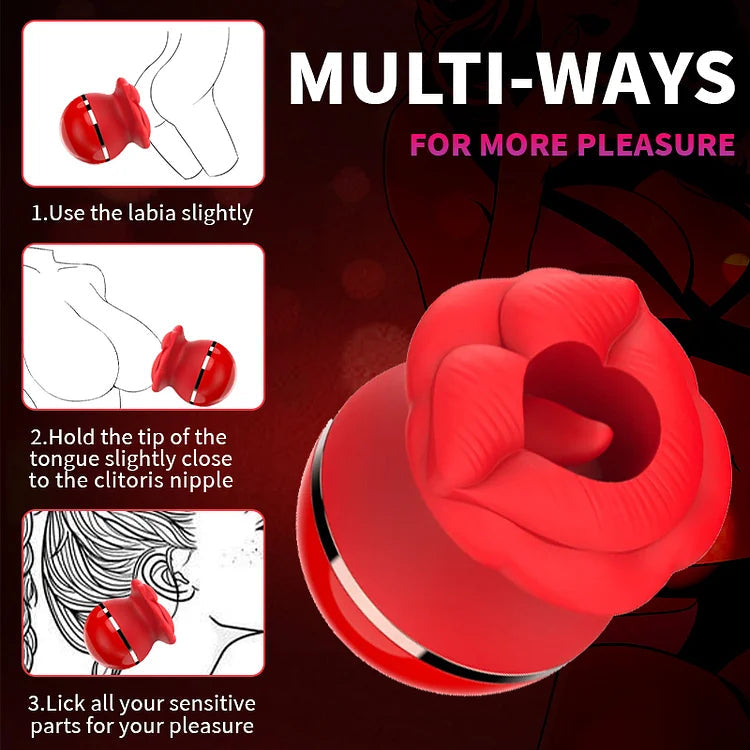 Sexeeg Rose Lip Suction Tongue Licking Massager Clitoral Stimulator