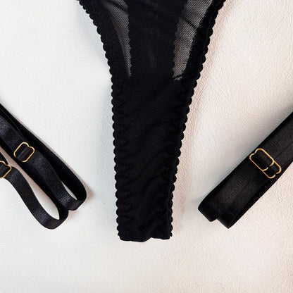 5 Piece Sexy Lingerie Naked Women Costume Hollow Underwear Uncensored Sensual Open Bra