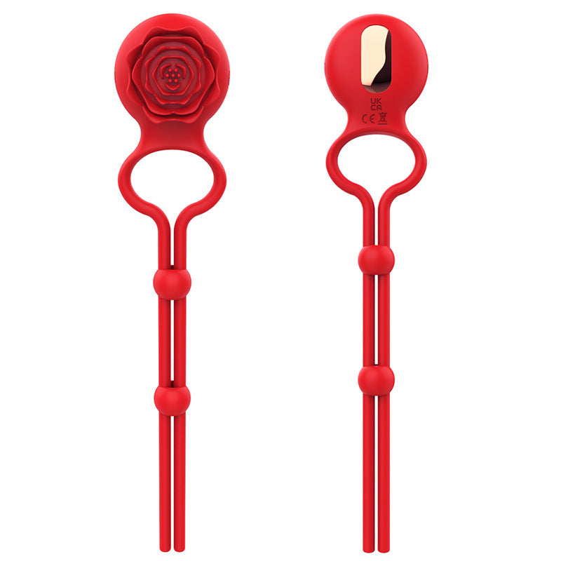 Sexeeg Rose Ring Locking Vibrating Penis Ring Couple Toy 