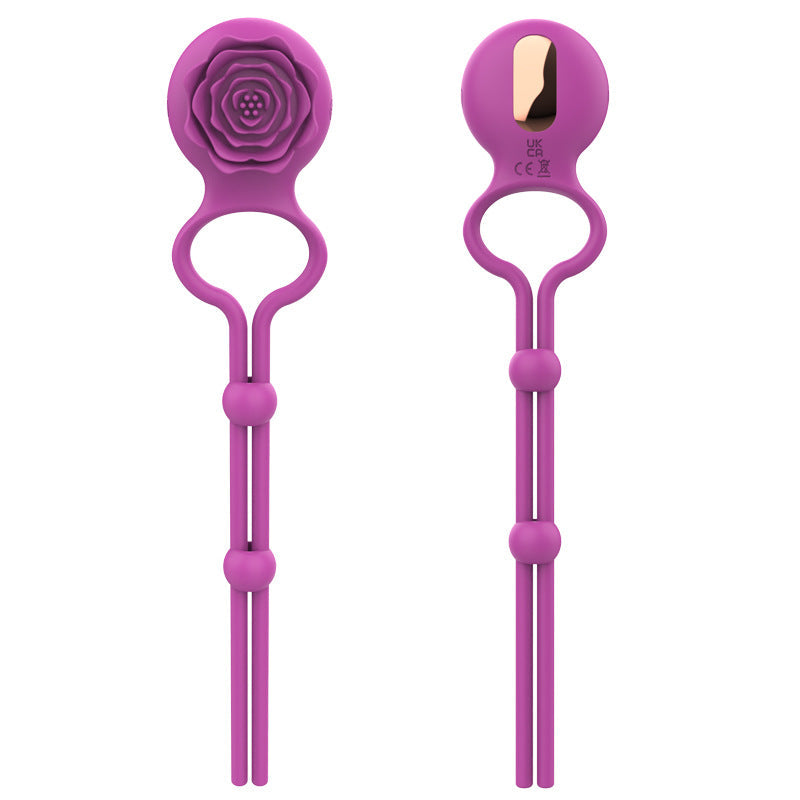 Sexeeg Rose Ring Locking Vibrating Penis Ring Couple Toy 