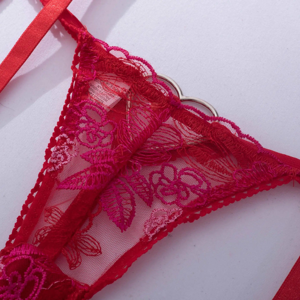 Red Lingerie Sexy Bra And Panty Set 3-Pieces Luxury Lace Fancy Underwear