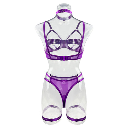 5 Piece Sexy Lingerie Naked Women Costume Hollow Underwear Uncensored Sensual Open Bra